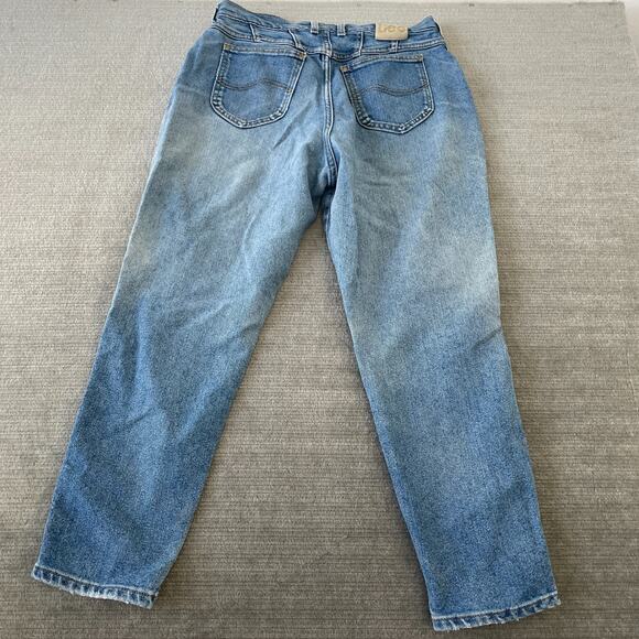 Vintage Lee Jeans Women 30x27 Blue Straight Mid Rise Zip Fly Casual Distressed - Picture 2 of 8